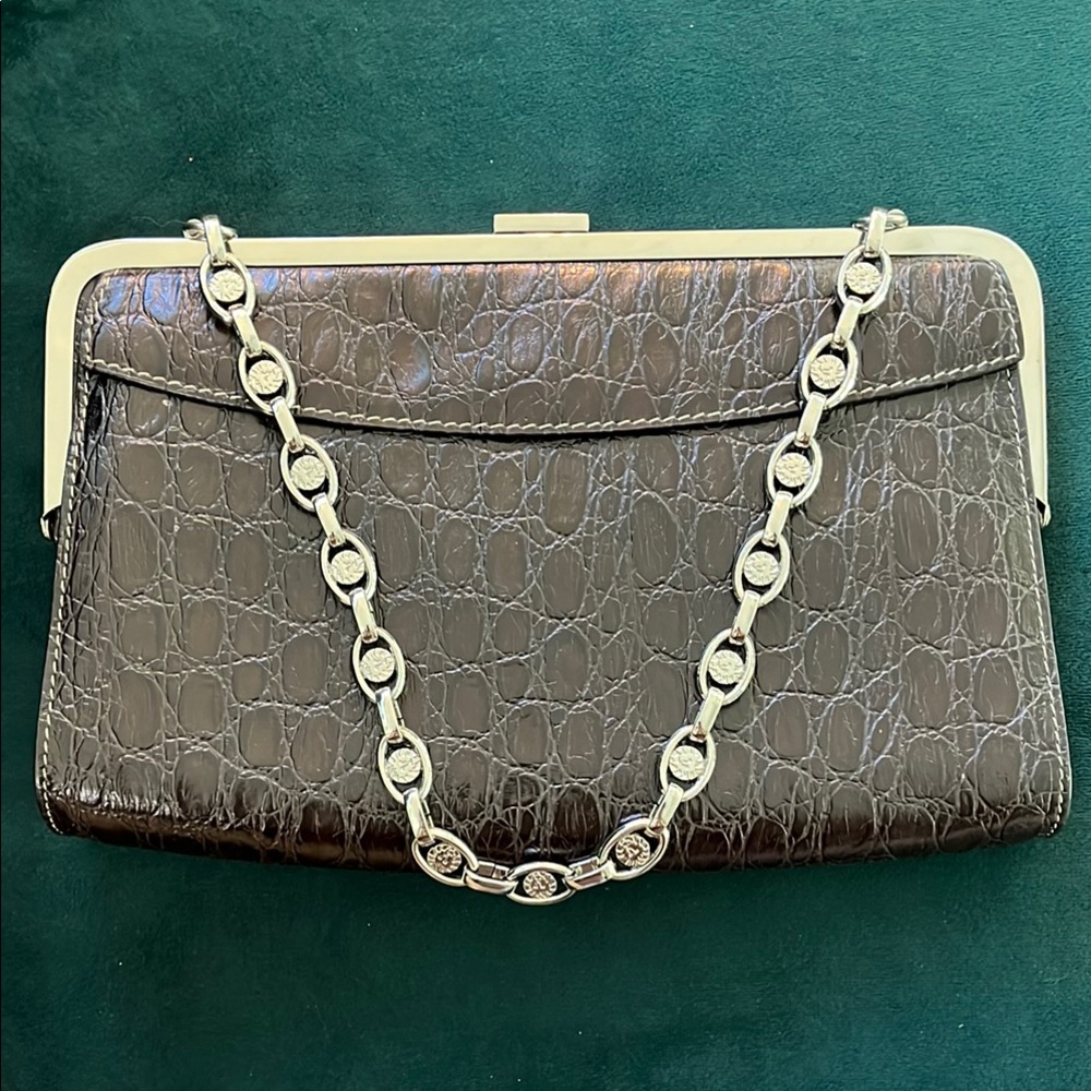 Anne Klein Crocodile-Embossed Purse with Chain Strap